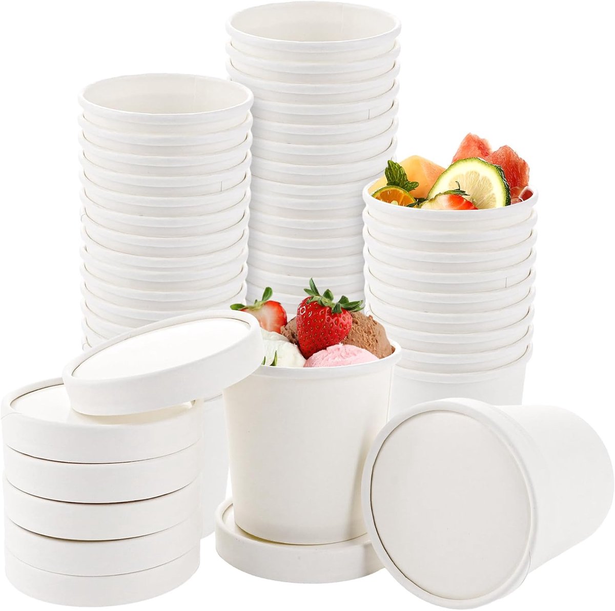 Ijsbeker - ijsbeker karton - 360 ml - Sterk en Stevig Karton - IJsbakjes - Papieren taartbekers - 50 Pcs - Wit - Party schepijs softijs ijsje zomer festival thema feest - van Imperatoris