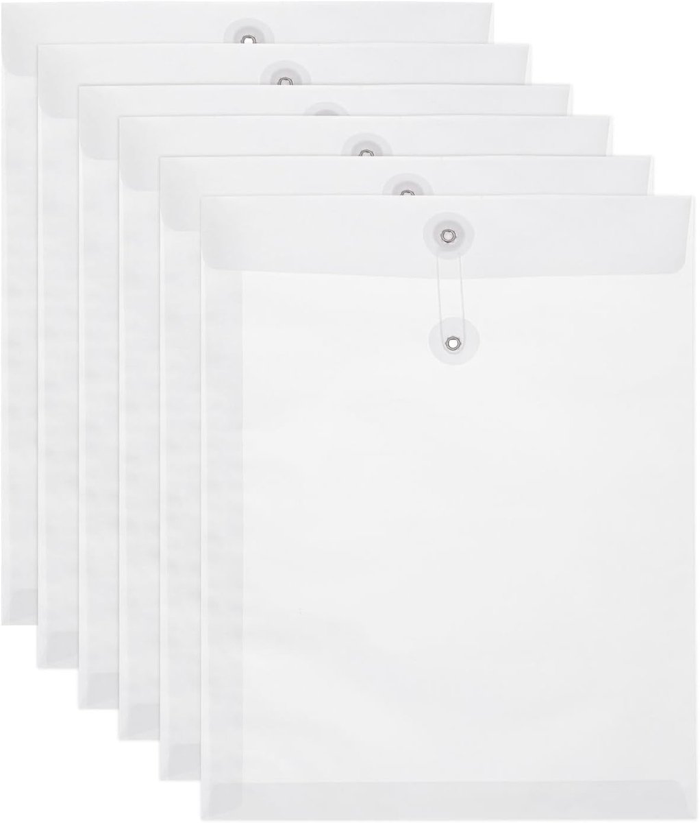 6 Pcs Kraft Paper Envelope met Touwsluiting - A4 Vintage Envelopes voor Kantoor - Documenten Organiseren en Opslag