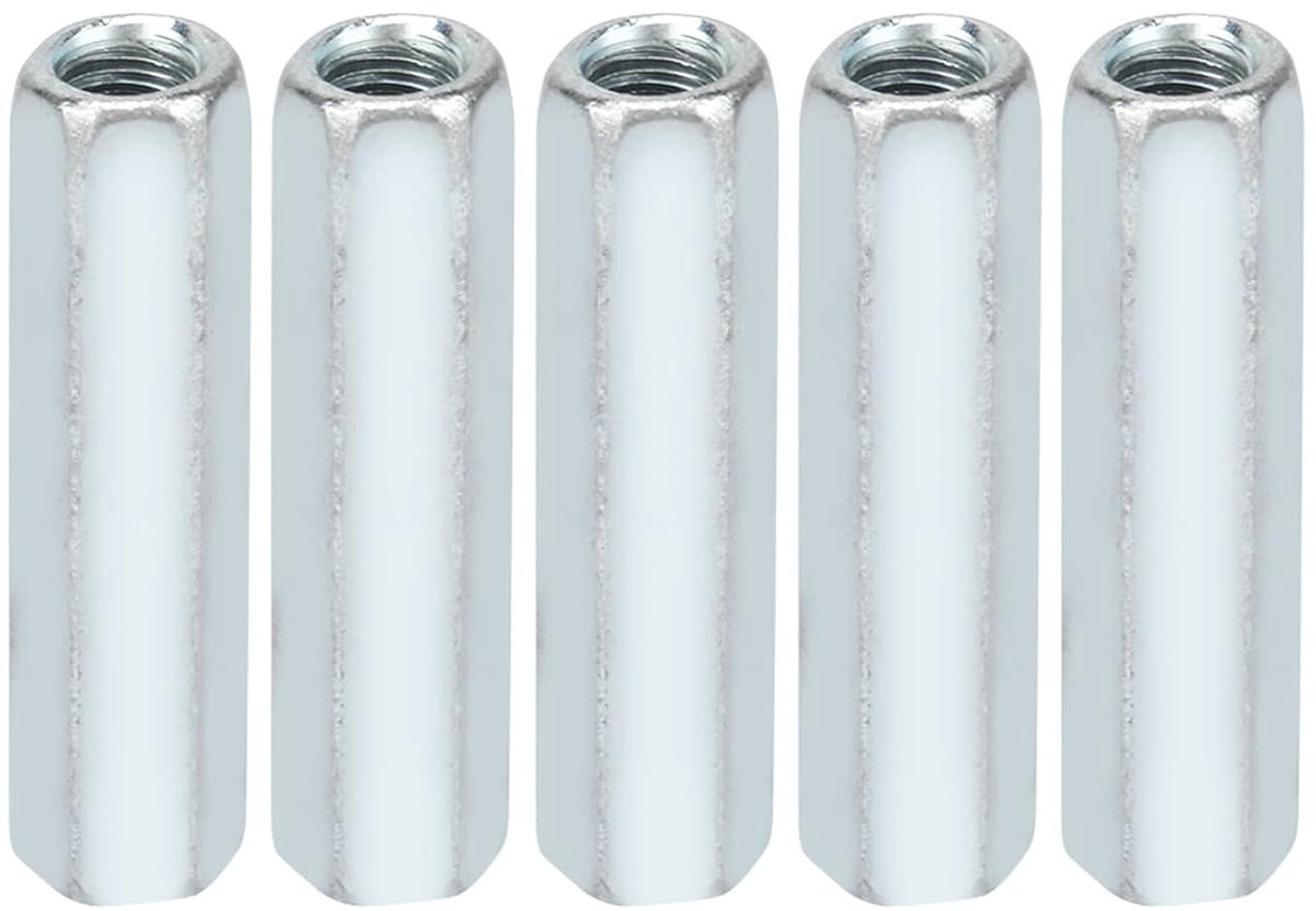 5pcs Hexagonal Long Rod Nuts - Hexagonal Pedestal Nut Support - Threaded Fasteners - Galvanized Spacer Thread voor Industrie - Bouw - Vastleggende Elementen - Communicatie Apparaten