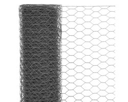 Kippengaas op Rol - 25 x 1.2 m - Grijs - Zeskantig Gaashekwerk - PVC Gecoat Staal - Volièregaas voor Kippen en Konijnen - Hoogte 120 cm - Maas 36 mm