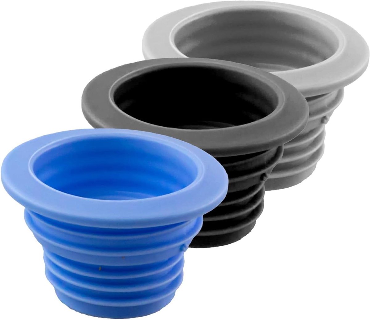 Afvoerplug Set - Riool Seal Ring - Geur Verwijderen - Meerlagig Draadontwerp - 3 Stuks - Blauw Zwart Grijs