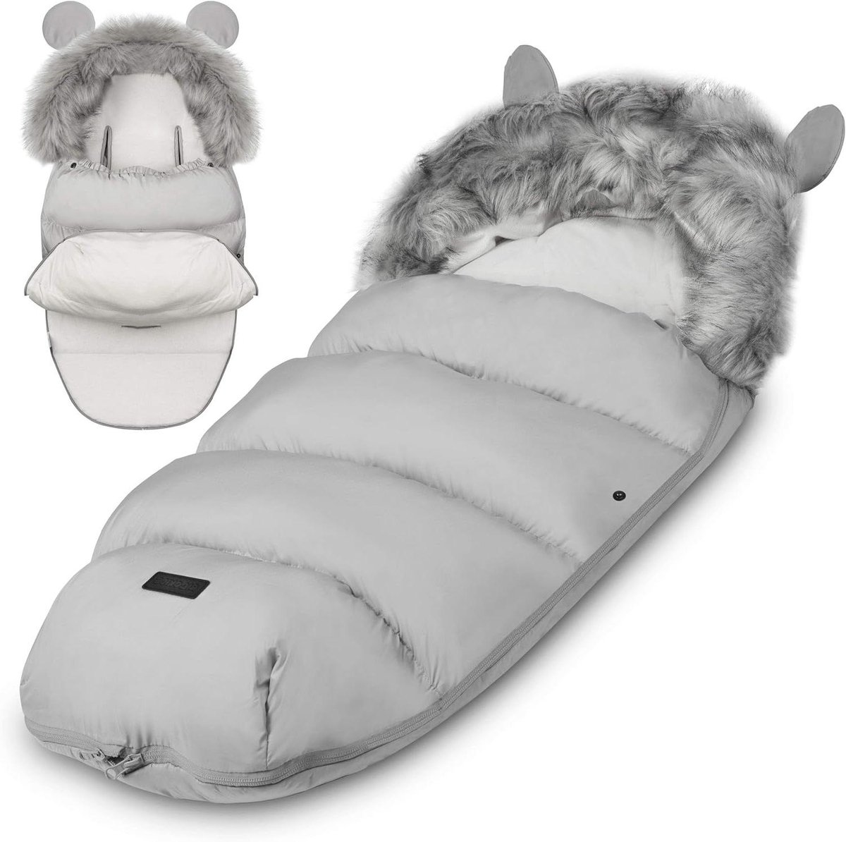 Baby Voetenzak - Kinderwagen slaapzak - Warmte in de kou - Afneembare zachte vacht - 95 x 45 cm - Lichtgrijs