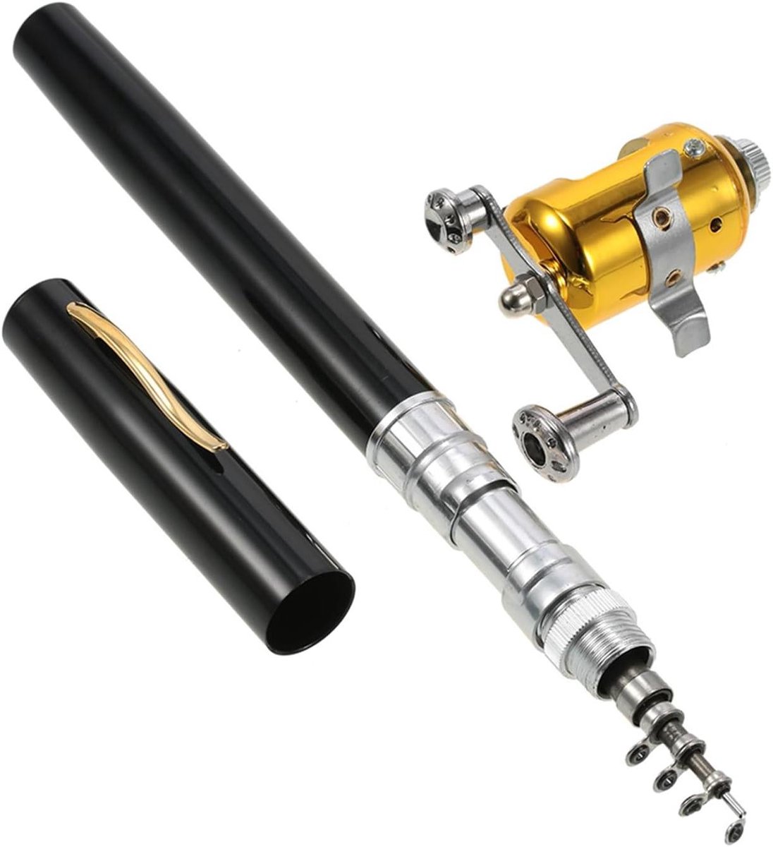 Telescopische Hengel - Pen Hengel - Compact Vissen - Lichtgewicht Aluminium - 99 cm Uitgeschoven - Zwart