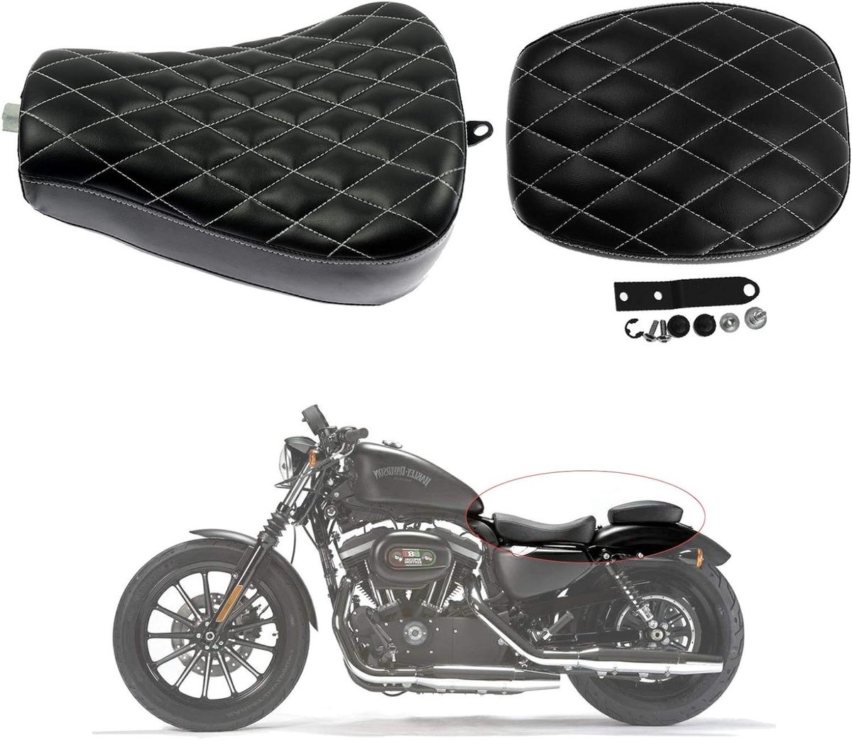 Motorfiets Zitkussens - Rijders en passagiers - Comfortabel rijden - Diamant stiksel design - 49 x 29 x 18 cm