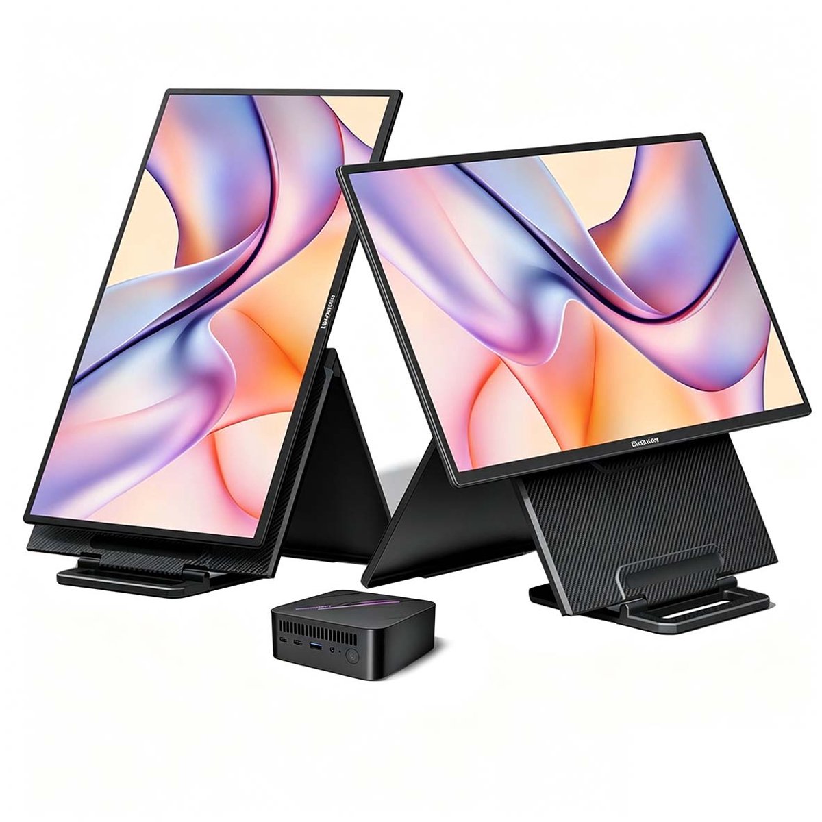 Blackview MP100 Mini PC & Table 10 Draagbare Monitor - AMD Ryzen™ 5 7430U - 16 GB DDR4 RAM - 256 GB M.2 SSD - Windows 11 Pro - Tot 4,3 GHz - WiFi 6 - 4K UHD - BT 5.2 - Microcomputers voor thuis - gaming - kantoor - Zwart