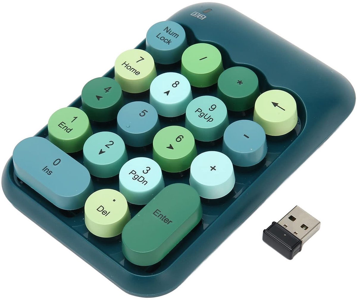 aladdien - USB Numeriek Toetsenbord - Draadloos Numpad - Compact en gebruiksvriendelijk - Donkergroen - Mechanisch toetsenblok - Geschikt voor lapto..