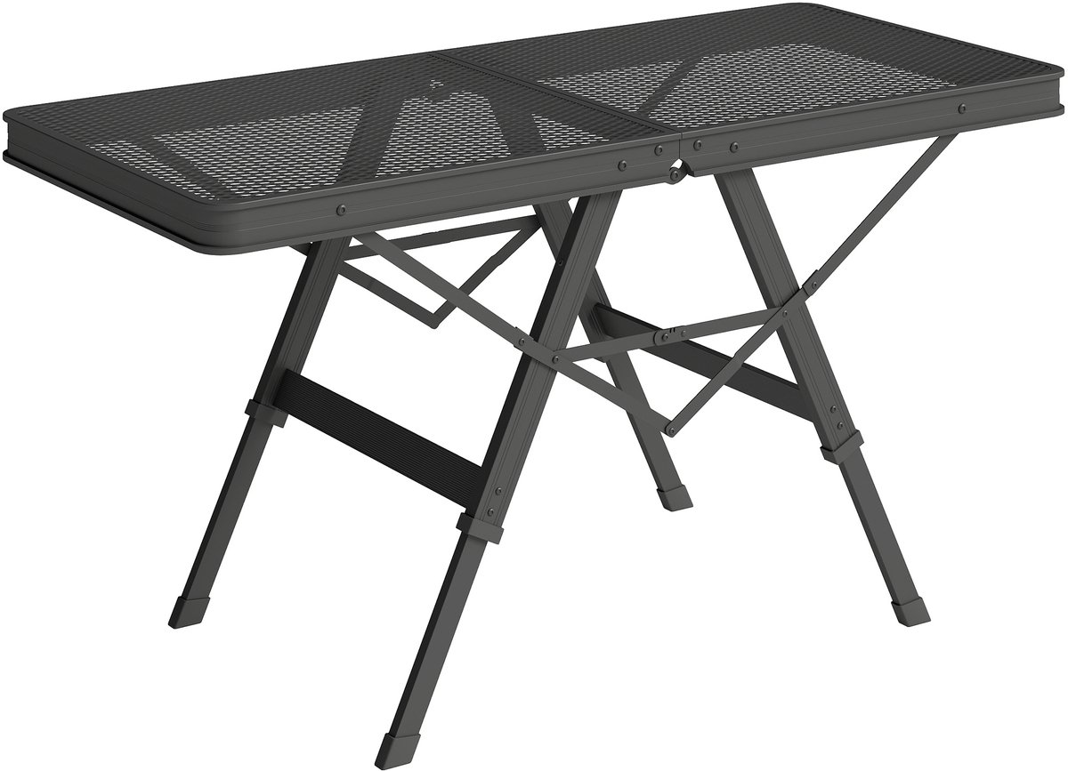 Killogood Kampeertafel hoogteverstelbare vouwtafel met metalen rooster opvouwbaar van aluminium