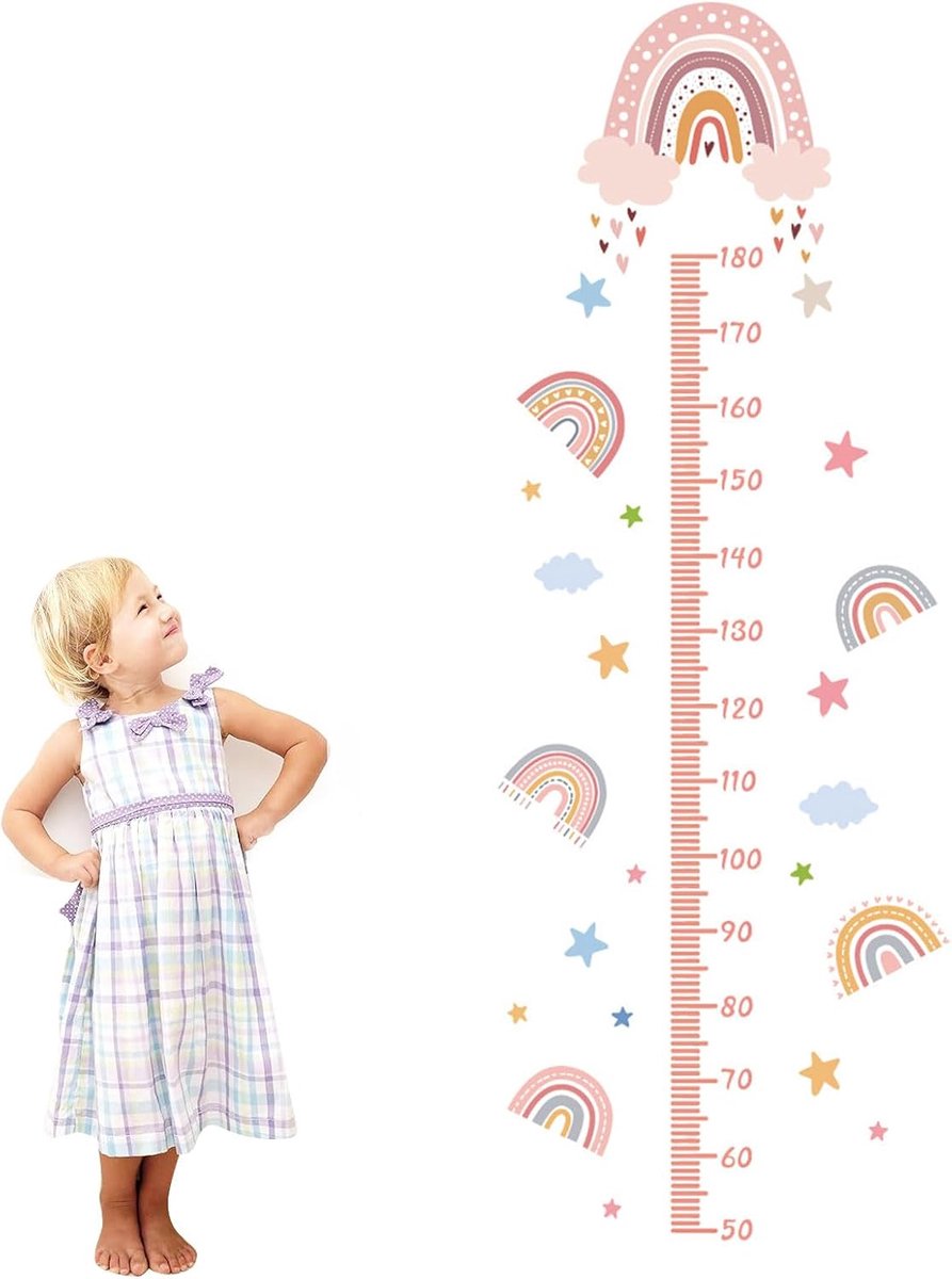 Thumb Stick voor Kinderen - Muurstickers - Kinderschaal - Groei Diagram - Kinderstick - Muurbar voor Kinderen - Hoogte Tabel - Muur Sticker - Kinderen (Roze)
