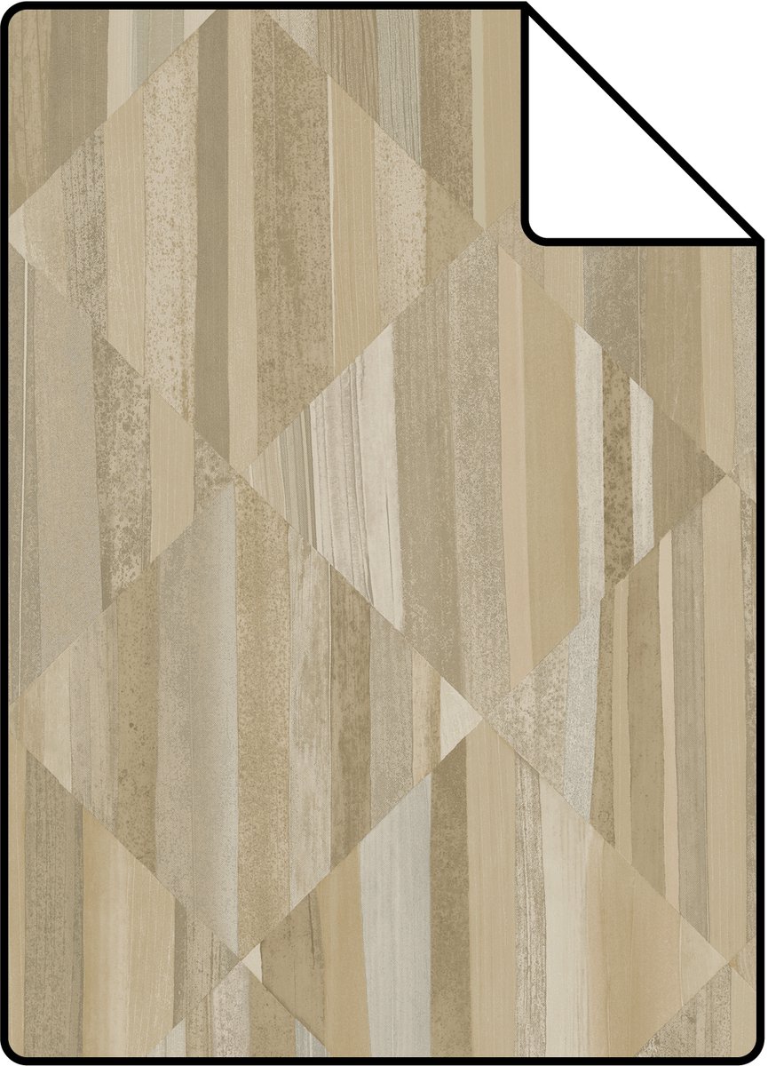 Proefstaal Origin Wallcoverings behang 3D-houtmotief beige - 26.5 x 21 cm - 347866-S