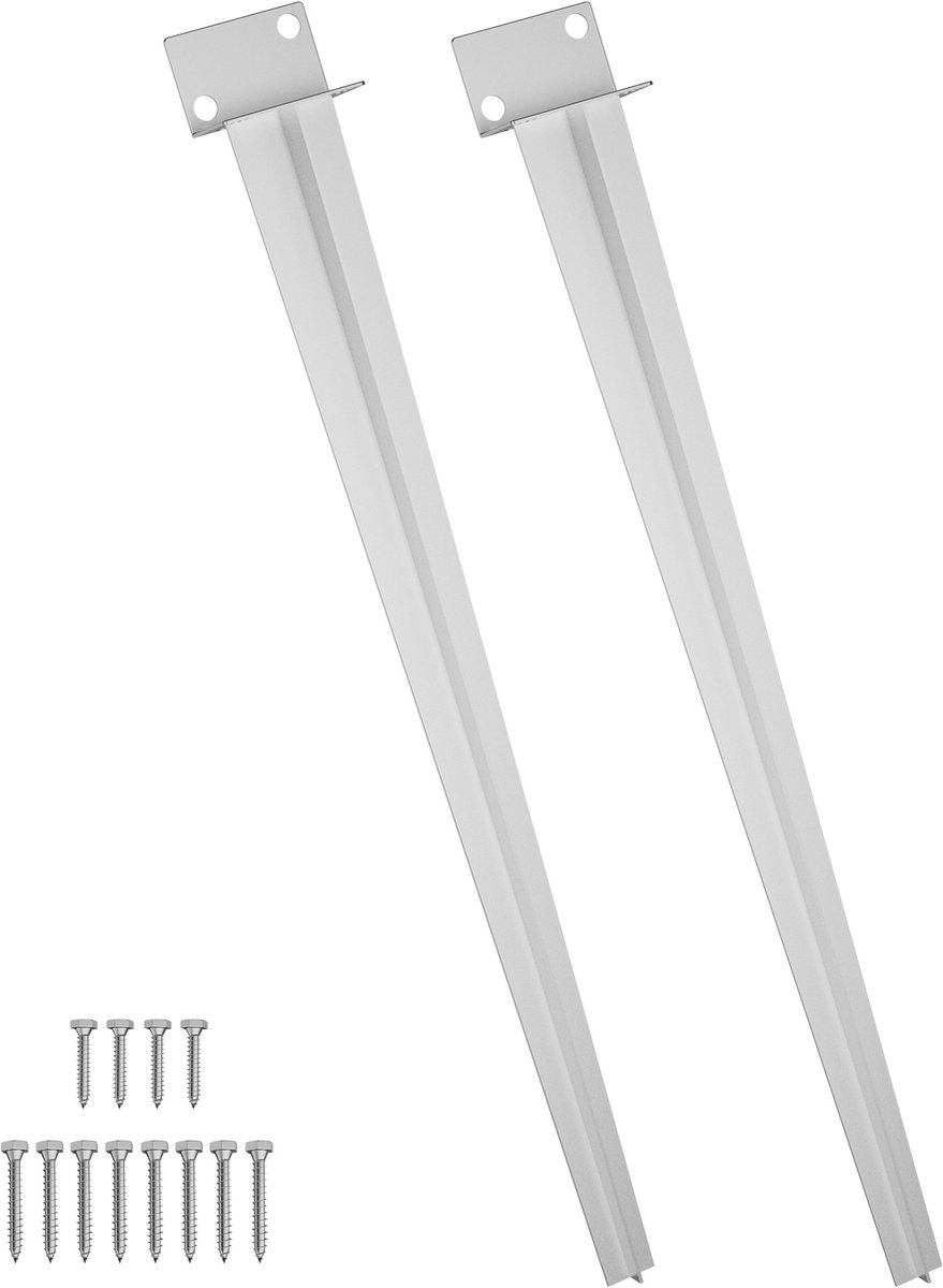 Aufun 2 stuks universele inrijpaalanker - 70 cm - Zilver - L-vormige grondbuis verzinkt - Voor houten palen, schuttingen en tuinprojecten