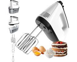 kotsren Krachtige Elektrische Handmixer met 6 Snelheden & Turbo - Turbo - Met Kloppers & Kneedhaken - Keukenmachine - Wit