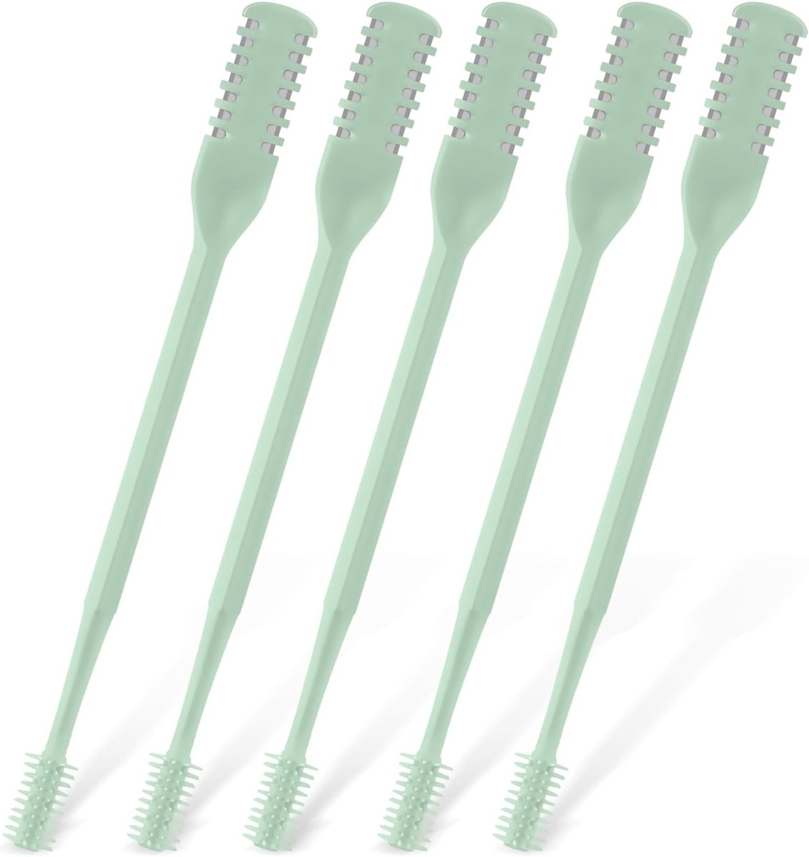 Set van 5 2-in-1 neushaartrimmers, dubbelzijdige neushaartrimmer, draagbare handmatige neushaartrimmer met 360°-rotatie (voor mannen en vrouwen), mintgroen