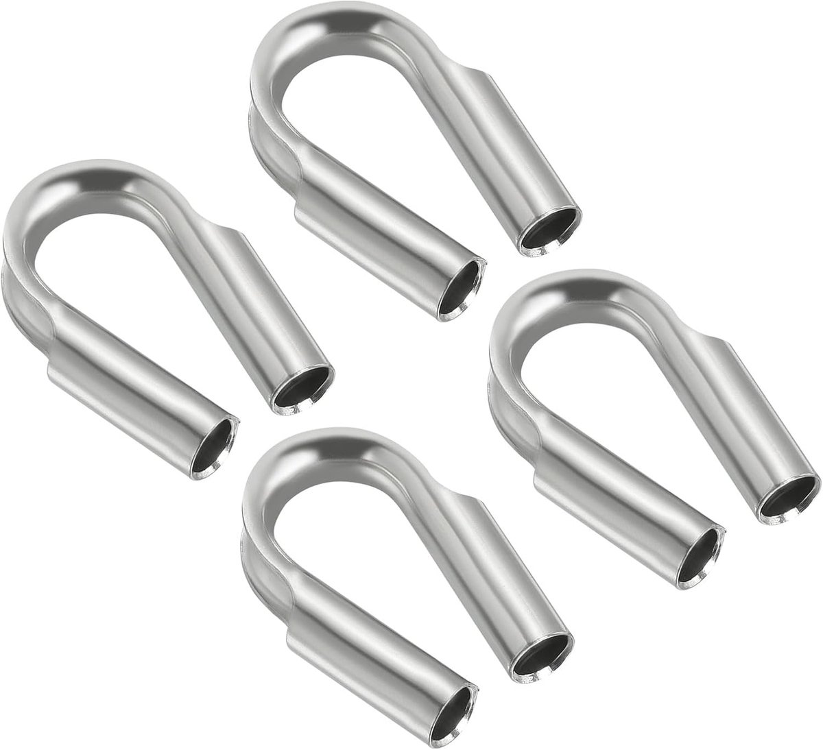 1/4" - 6mm Draad Rope Tube Thimble - 4 Pack - 304 Roestvrijstalen Kabel Thimbles voor Towing - Rigging Accessoires - Zilver - Duurzaam