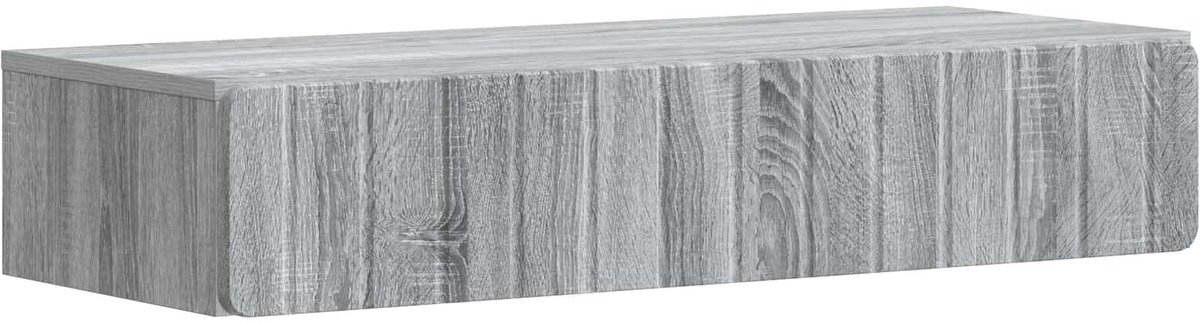 vidaXL Wandgemonteerde - Zijtafel - 87,5 - x - 34,5 - x - 17 - cm - Bewerkt - hout Grijs sonoma