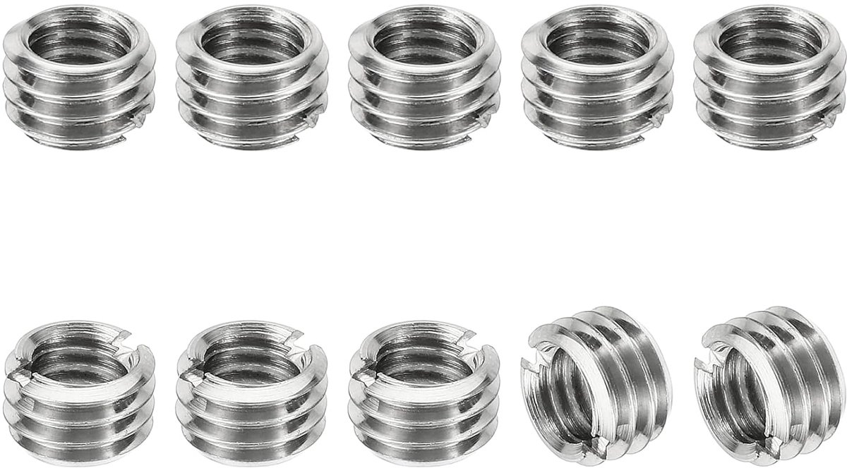 10pcs Threaded Adapter Sleeve Reducer Nut - M8 x 1.25 Male Thread to M6 x 1 Female Thread Repair Insert Nut - Screw Reducer Conversion - RVS Verbindingselement 5mm