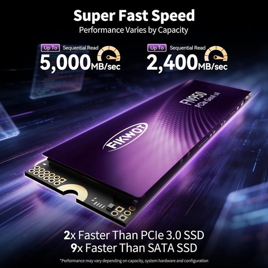 Interne SSD - Solid State Drive - Sneller Data Verwerken - PCIe Gen4x4 NVMe - 500 GB - Zwart — afbeelding 2