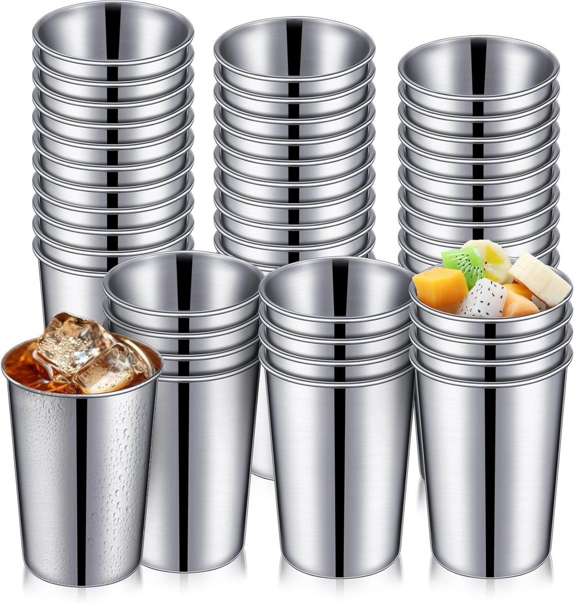 Roestvrijstalen bekers - Metalen drinkglazen - Veelzijdig gebruik - Onbreekbaar en herbruikbaar - 32 stuks 350 ml - Zilver