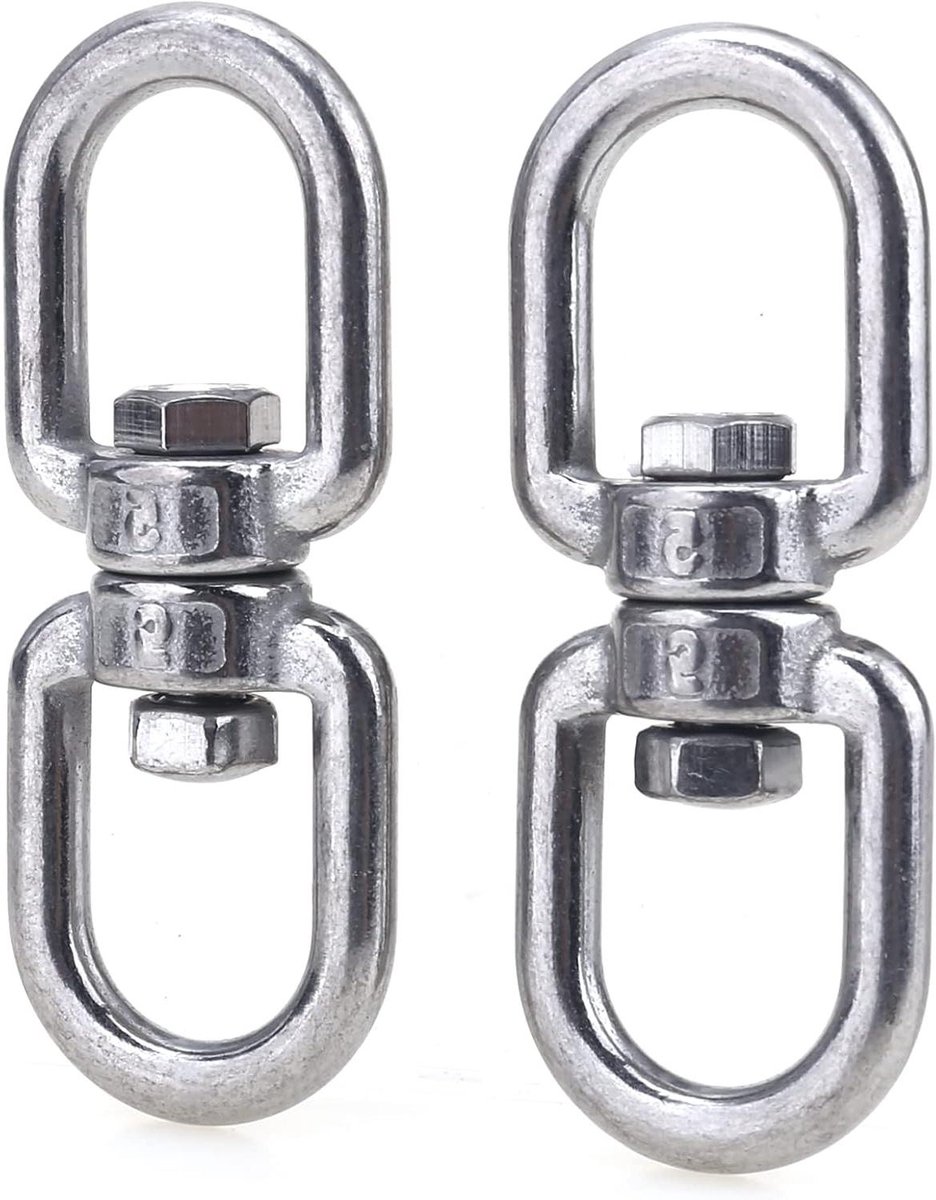 Draaibare Ring - Dubbele Haak - Trekken en Optillen - Roestvrij Staal 304 - M5 60x23mm - Zilverkleurig