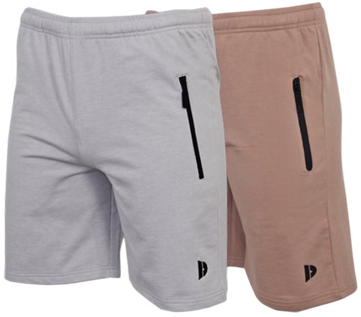 2-Pack Donnay - Joggingshort (Nick) - Sportshort - Heren - Light grey/Taupe grey (807) - maat XXL
