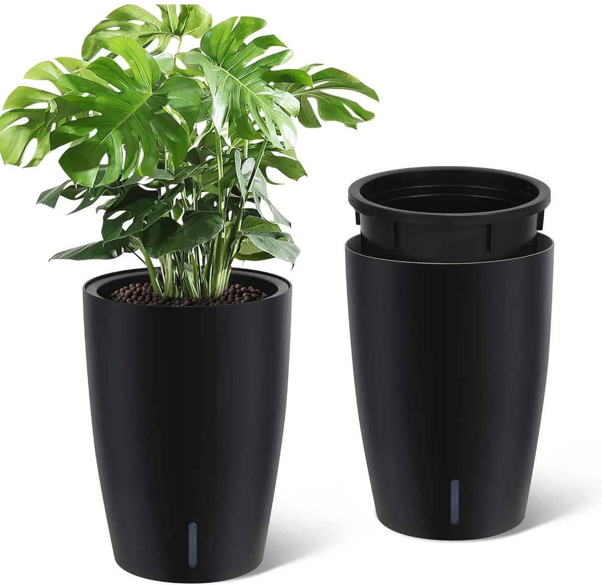 Innovastore Plantenbakken - Plantenbak - Bloembakken voor buiten - Plantenbloempotten - Ingebouwde drainage - 2 stuks - Zwart