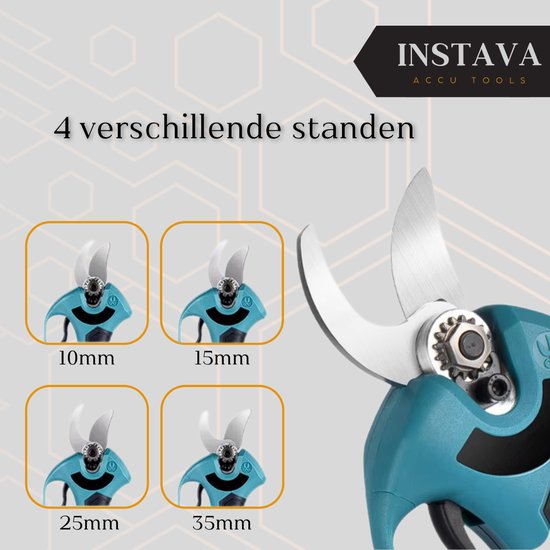 Instava Elektrische Snoeischaar zonder Accu - Geschikt Voor Makita 18v Accu - Ø35MM - Incl. Accessoires en Opbergkoffer van Instava — afbeelding 3
