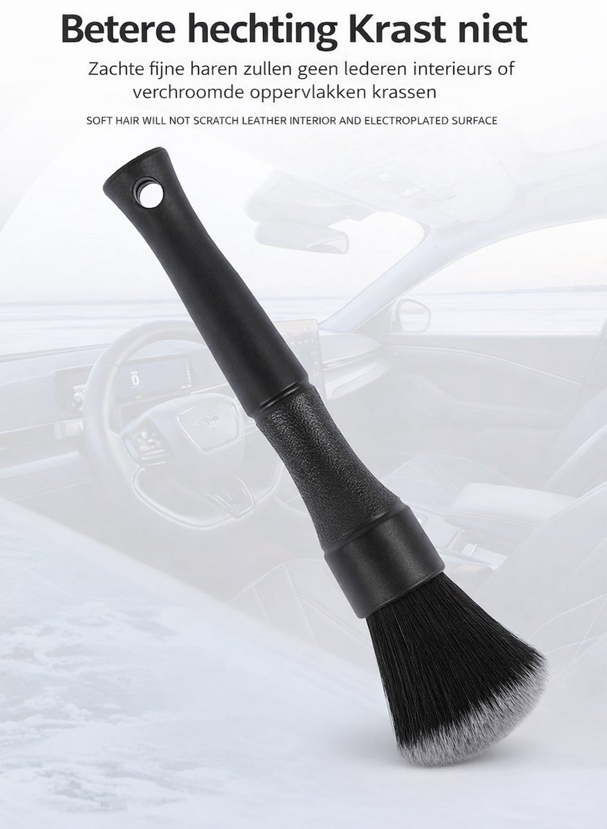 TLVX Super Zachte Professionele Auto Borstel 16cm / Detail Brush / Krasvrij Schoonmaken / Auto Detailing / Interieur / Dashboard / Exterieur / Velgen / Logo’s / Tankdop / Plastic delen / Stofvrij maken / Wasbaar / Herbruikbaar / 1 stuks