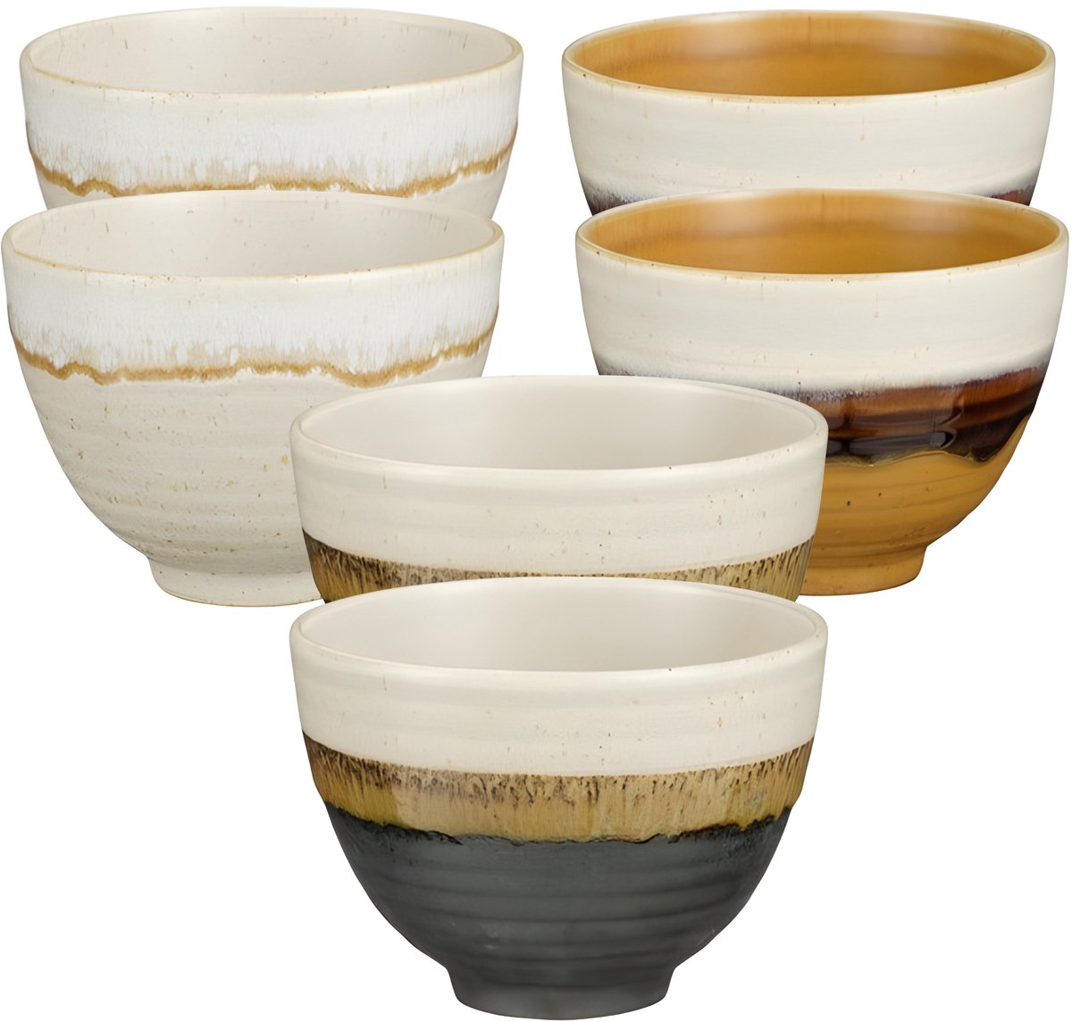 Mica Decorations Soepkom Ethan - 12x stuks - 8 x 11 cm - porselein - kommetje / schaaltje
