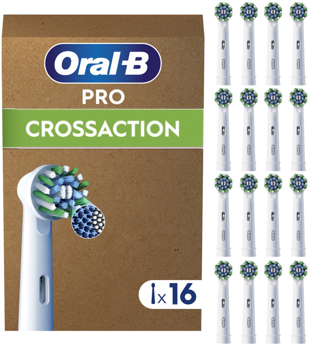 Oral-B Pro Cross Action Opzetborstels - Wit - 16 stuks