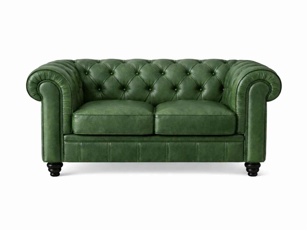 Meubeldistrict Chesterfield Bank - 2 Zits - Groen - Vintage - leer - Sofa