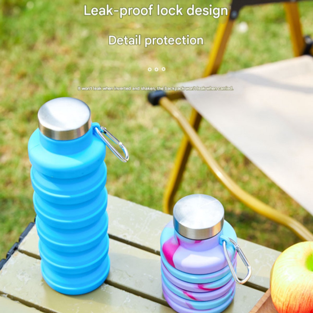 Beker-water kopje-Sportwaterfles-Opvouwbare Drinkfles 500ml-Siliconen Waterfles- Met Karabijnhaak - Waterfles-- Voor Sport, Reizen, Fitness en Camping - Zwart — cadeau in Sport & Outdoor - foto 7