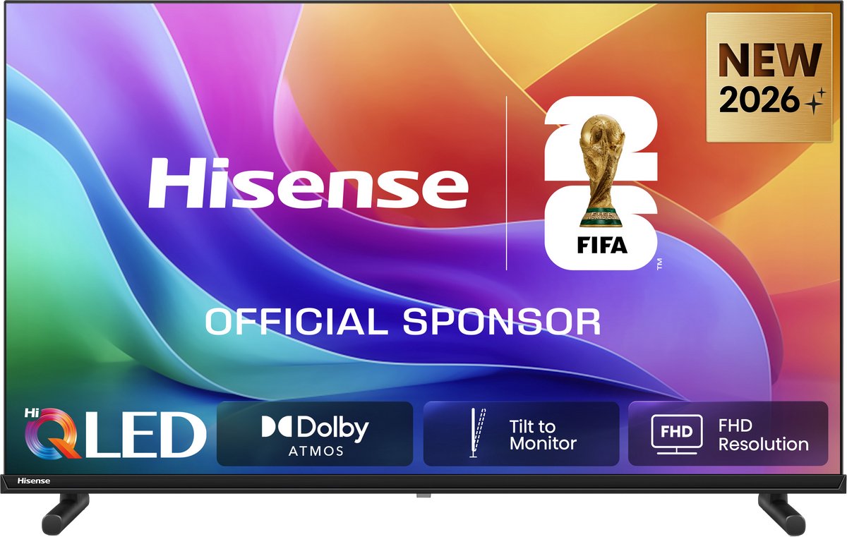 Hisense 32A5S - 32 inch - Hi-QLED - 2026 - Hi-QLED Colour - Dolby Atmos - Tilt to Monitor - FHD Resolution - Noise Reduction - High Contrast