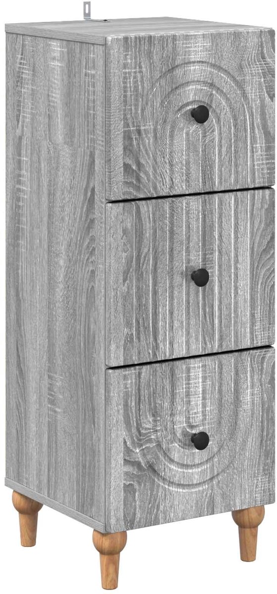 vidaXL Ladekast - 33 - x - 34,5 - x - 90 - cm - Bewerkt - hout - Grijs - sonoma Grijs sonoma