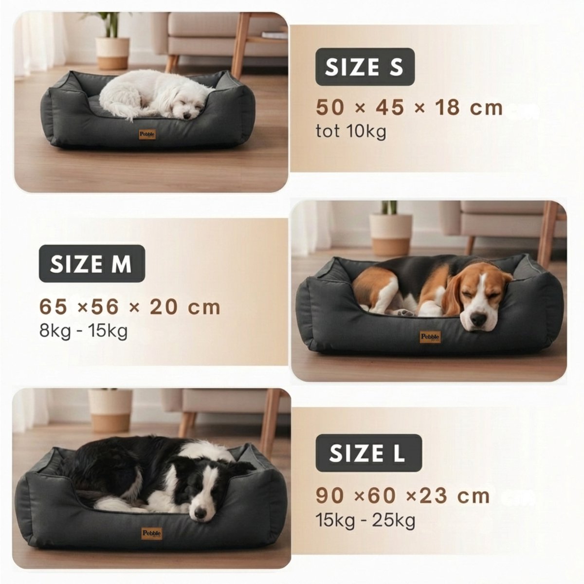Pebble hondenmand 65 x 56 cm - Grijs - Orthopedisch Wasbaar Hondenbed - M - Stevige hondenmand - Ondersteunend - Hondenkussen – foto 4