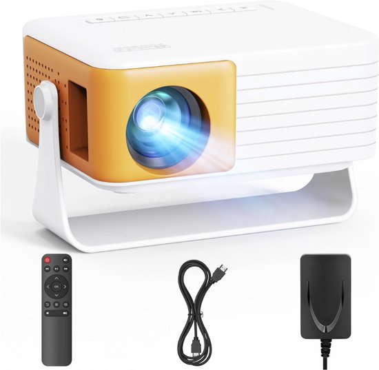 SNJY Mini Beamer Full HD Draagbare Projector 1080p Compact 50-100% Zoom HDMI USB Wit