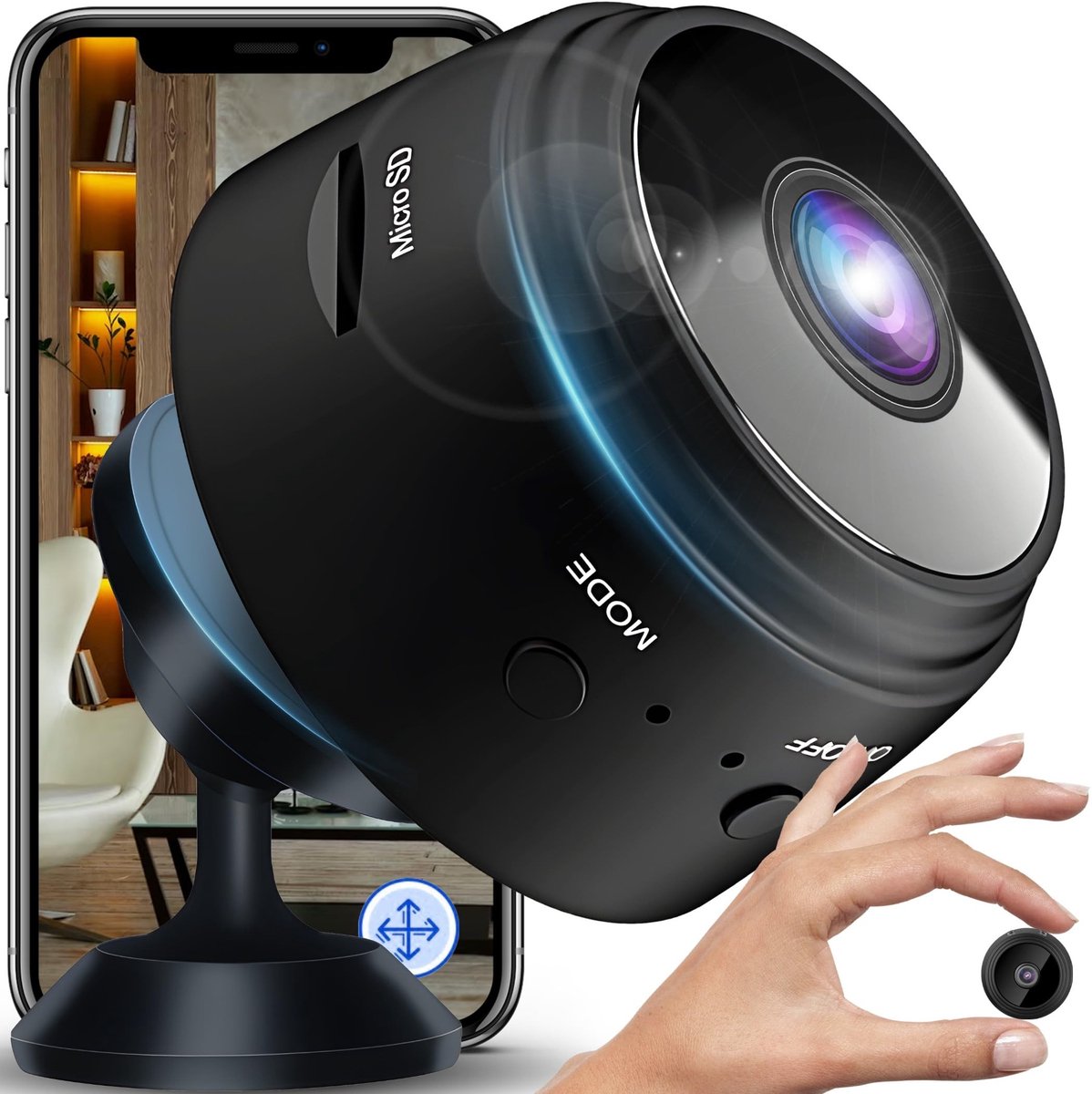 Dailygoody - Mini Camera - Full HD Surveillance Camera met Bewegingsdetectie en Lange Accuduur - Zwart