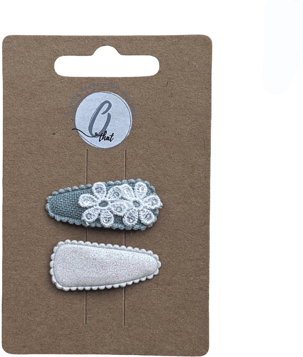 Ootje Kadootje Babyhaarclipjes - 2 Stuks - Pailletten Groen/Zilver