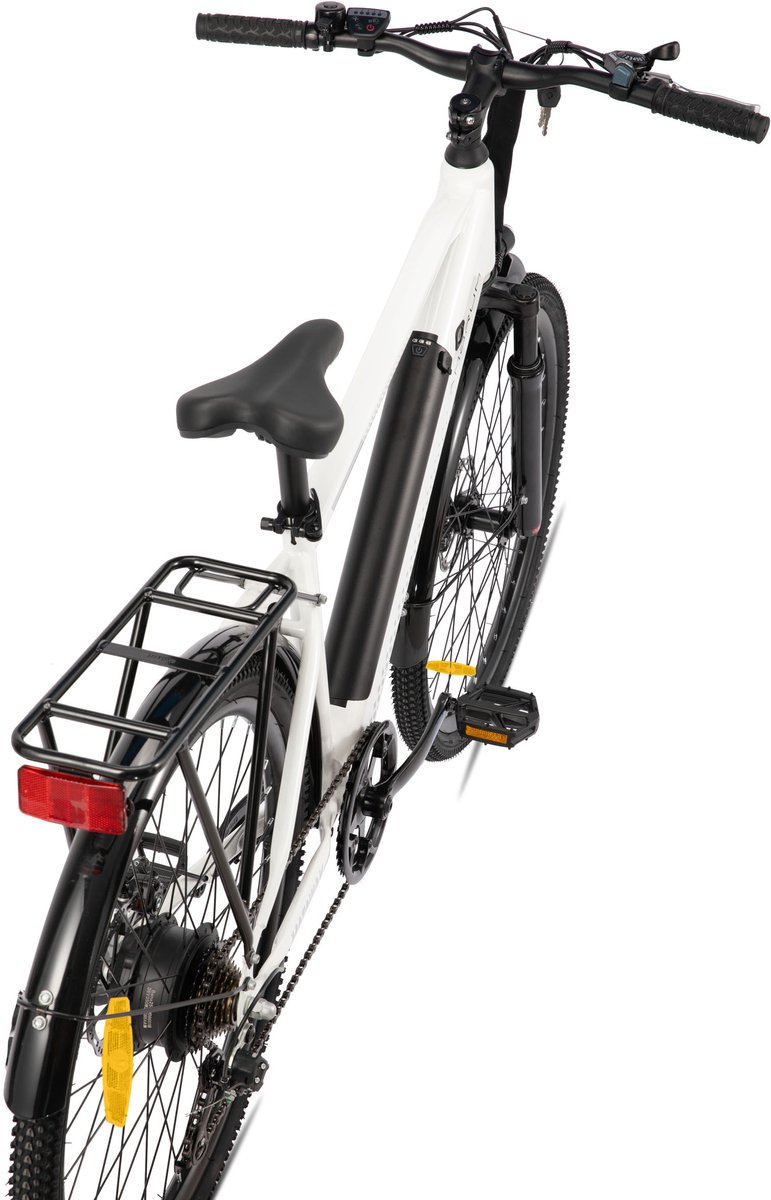 HILAND Matawak elektrische stadsfiets - 26 inch - 250W motor - 60km actieradius - 36V 10.4Ah accu - Shimano 7-versnellingen - Unisex - Wit thumbnail 2