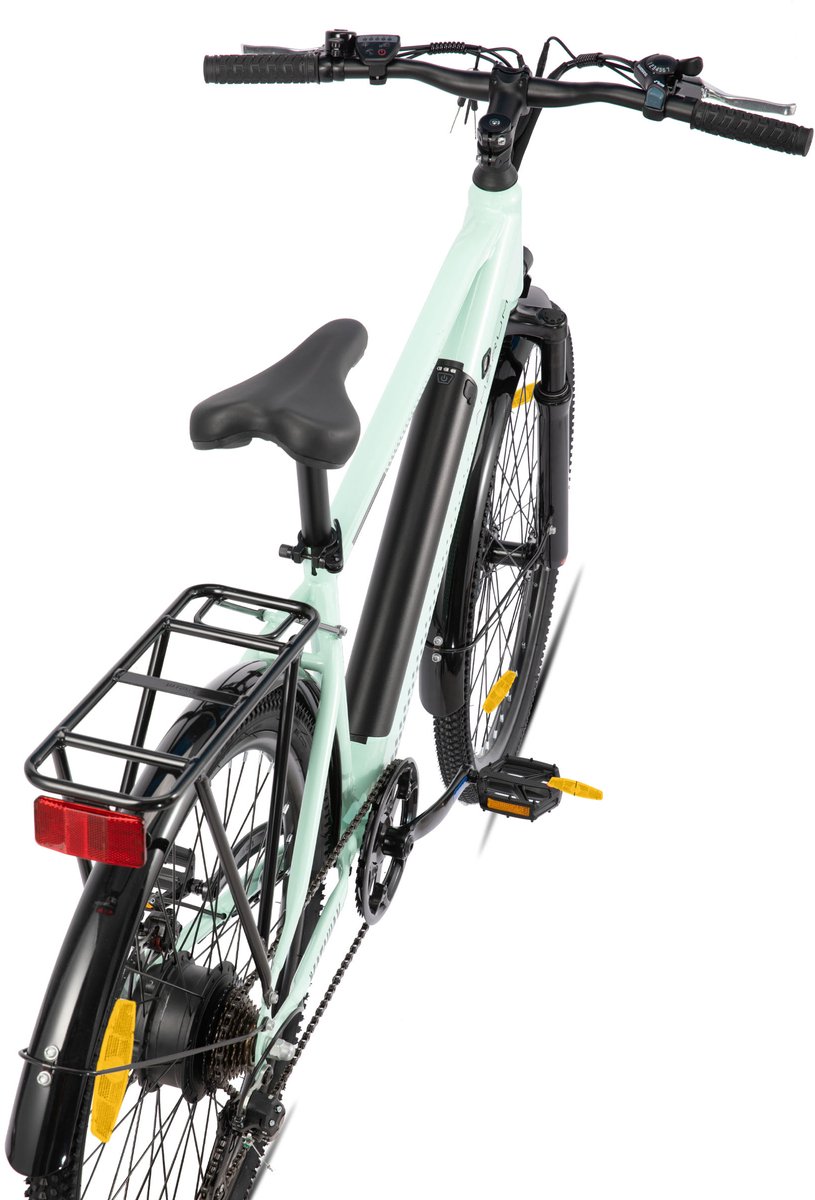 HILAND Matawak elektrische stadsfiets - 26 inch - 250W motor - 60km actieradius - 36V 10.4Ah accu - Shimano 7-versnellingen - Unisex -Mintgroen thumbnail 2