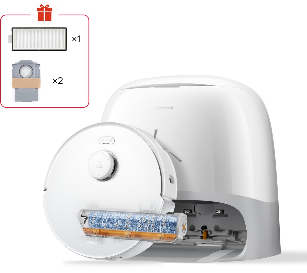Robotstofzuiger en dweilrobot - ROBOROCK - Qrevo Curv 2 FlowX - 20.000 Pa zuigkracht - Multifunctioneel laadstation - 220 tpm - Wit