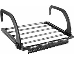 TOVBMUP Droogrek - Droogrek voor kleding - Droogrek voor schoenen van roestvrij staal voor balkons - Multifunctioneel opvouwbaar raammodel - Draagbaar opvouwbaar droogrek - geschikt voor Ophangen aan radiator, deur, douchewand of balkon - Zwart