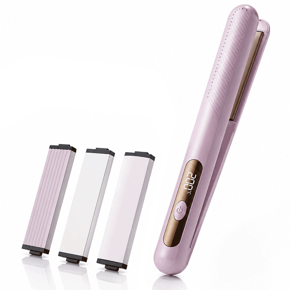Draadloze 3-in-1 Multistyler met Wisselbare Panelen – Recht, Golvend & Volume in Één Apparaat - 3 Standen & Snelle Verwarming – Ideaal Reis Stijlapparaat - paars