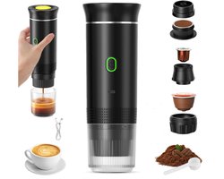Draagbaar Koffiezetapparaat - Zwart - Snelle Verwarming - 3-in-1 Functionaliteit - Voor Thuis, Kantoor en Camping