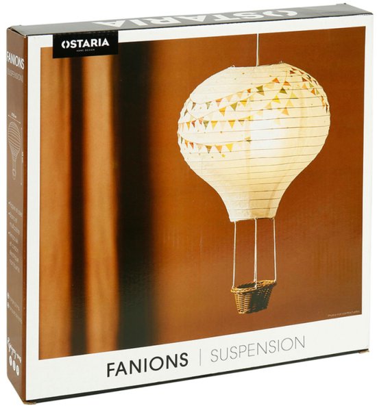 Ostaria hanglamp luchtballon - kinderkamer - multi - kunststof - D30 x H45 cm - lampion lamp van OSTARIA — afbeelding 2