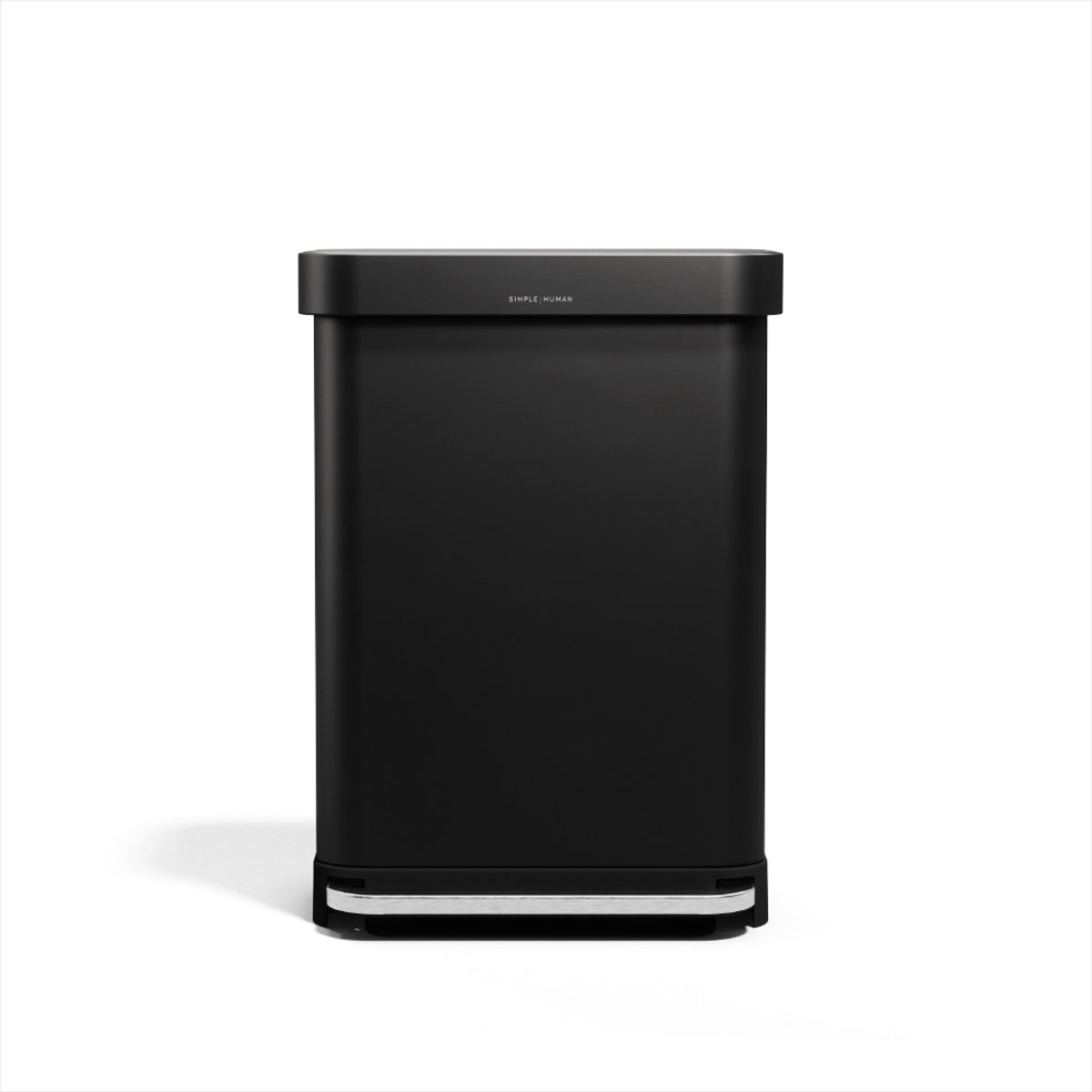Simplehuman Rechthoekige Pedaalemmer - 55L - Met Zakkenhouder - Mat Zwart RVS