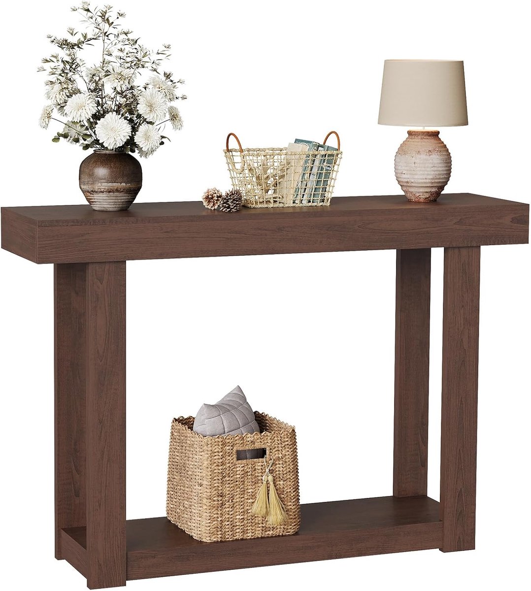 Console Tafel - Landelijke Haltafel - Smalle Bijzettafel Hout - 117,5 x 30,5 x 81 cm - Rustiek Design voor Gang of Woonkamer