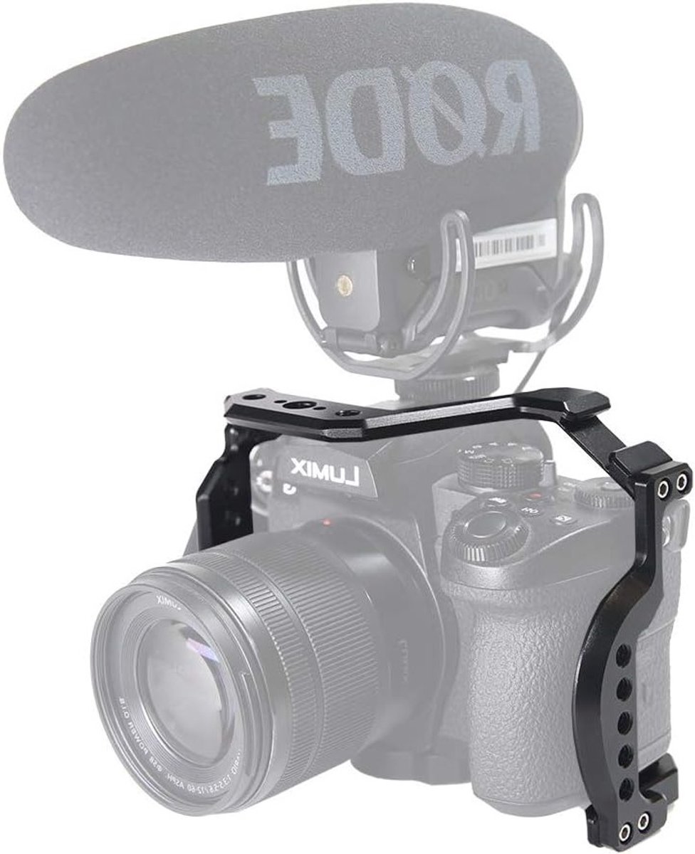 Camera Cage voor Panasonic G95/G85 met NATO Rail, Koudschuh en 3/8"-16 Accessoire Bevestigingsgat voor Videoproductie