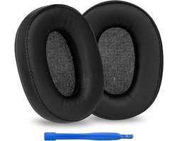 - Vervangende Oorkussens - Compatibel voor Audio Technica - Eiwitleer - Zwart - Hoofdtelefoon - ATH-M50X - ATH-M50XBT - ATH-M60X - ATH-M50xBT2 - ATH-M50 - ATH-M40X - ATH-M30 - ATH-M20 - AR5BT - Zwart