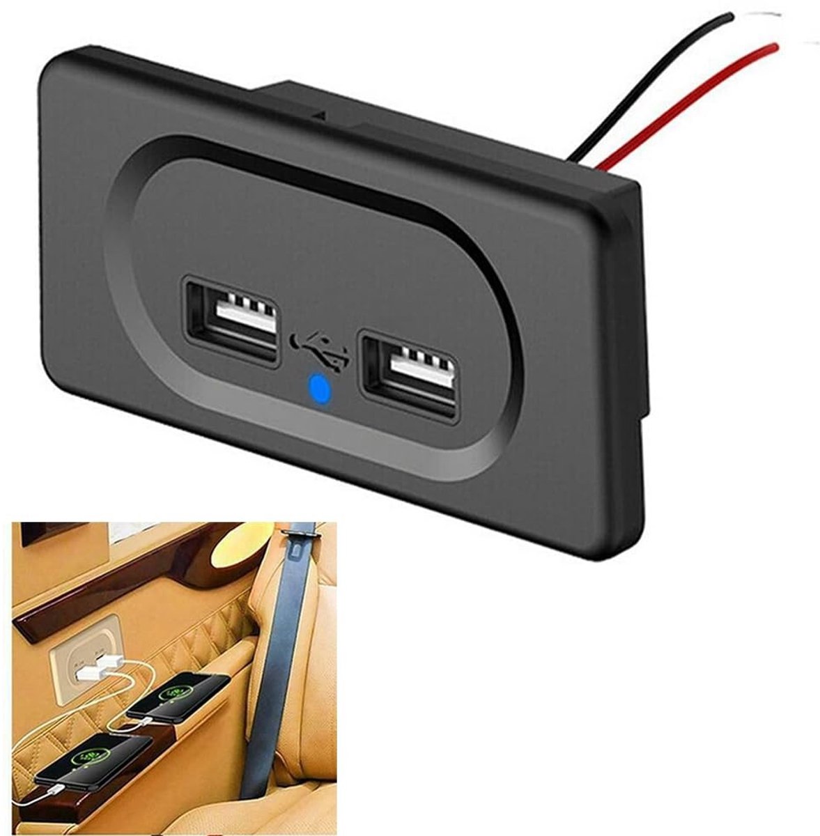 Dailygoody - USB Oplader - Dual USB Outlet - Superslank Ontwerp - 12V USB Outlet - Voor RV Trailer en Boot - Hoogwaardige Oplader