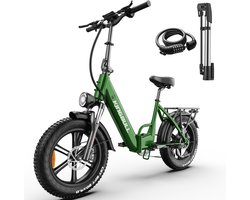 Maxtron Literider 2.0 Opvouwbare Elektrische Fiets–648Wh Accu–20×4.0 Inch Fatbike Banden–Actieradius tot 90 km–Voor- en Achter Hydraulische Schijfremmen–MOZO Aluminium Verende Voorvork met Lock-out– Elektrische Stadsfiets –Max. Belasting 180 kg–Groen
