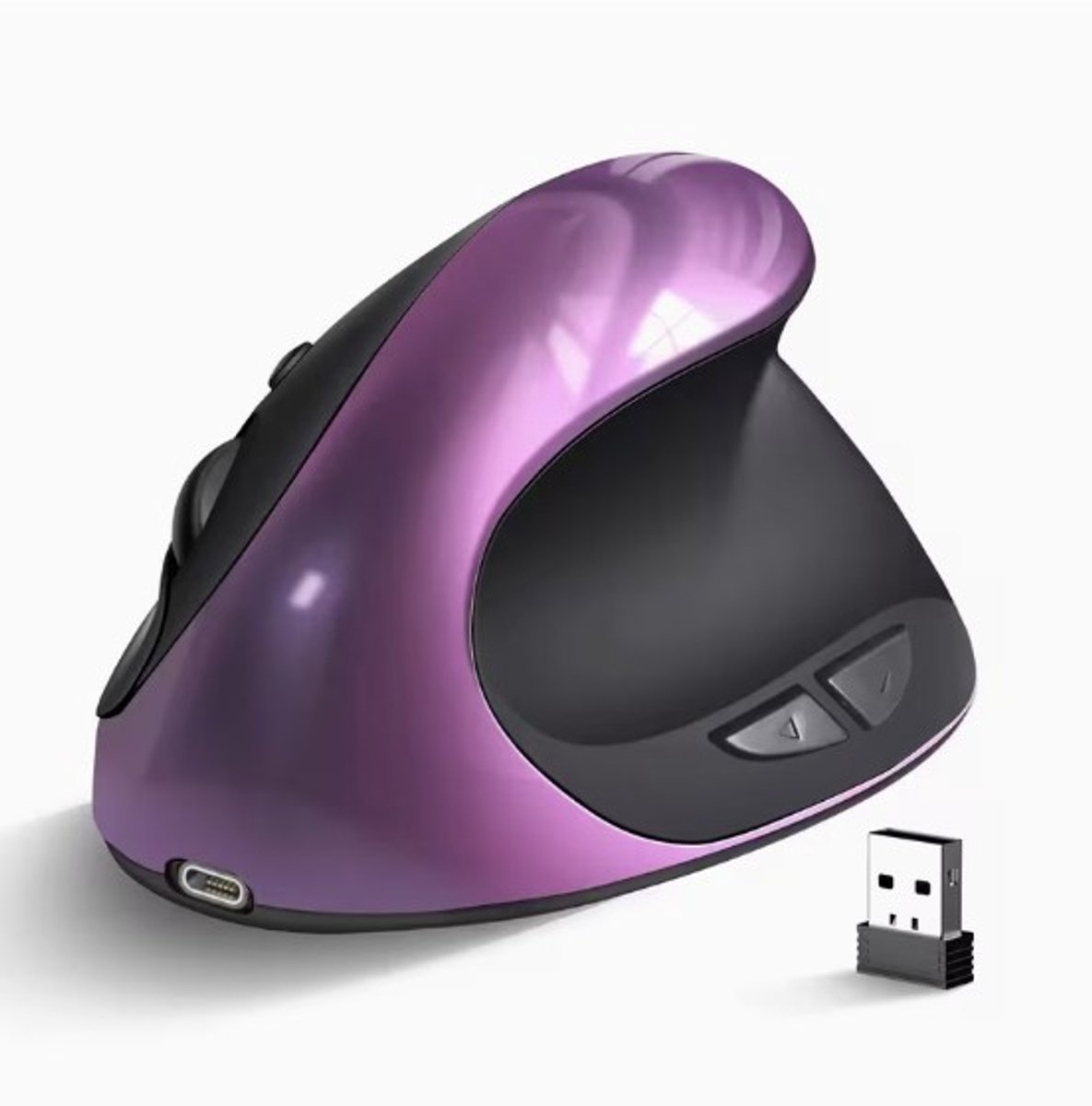 Ergonomische Draadloze Verticale Muis – Paars Comfort Design